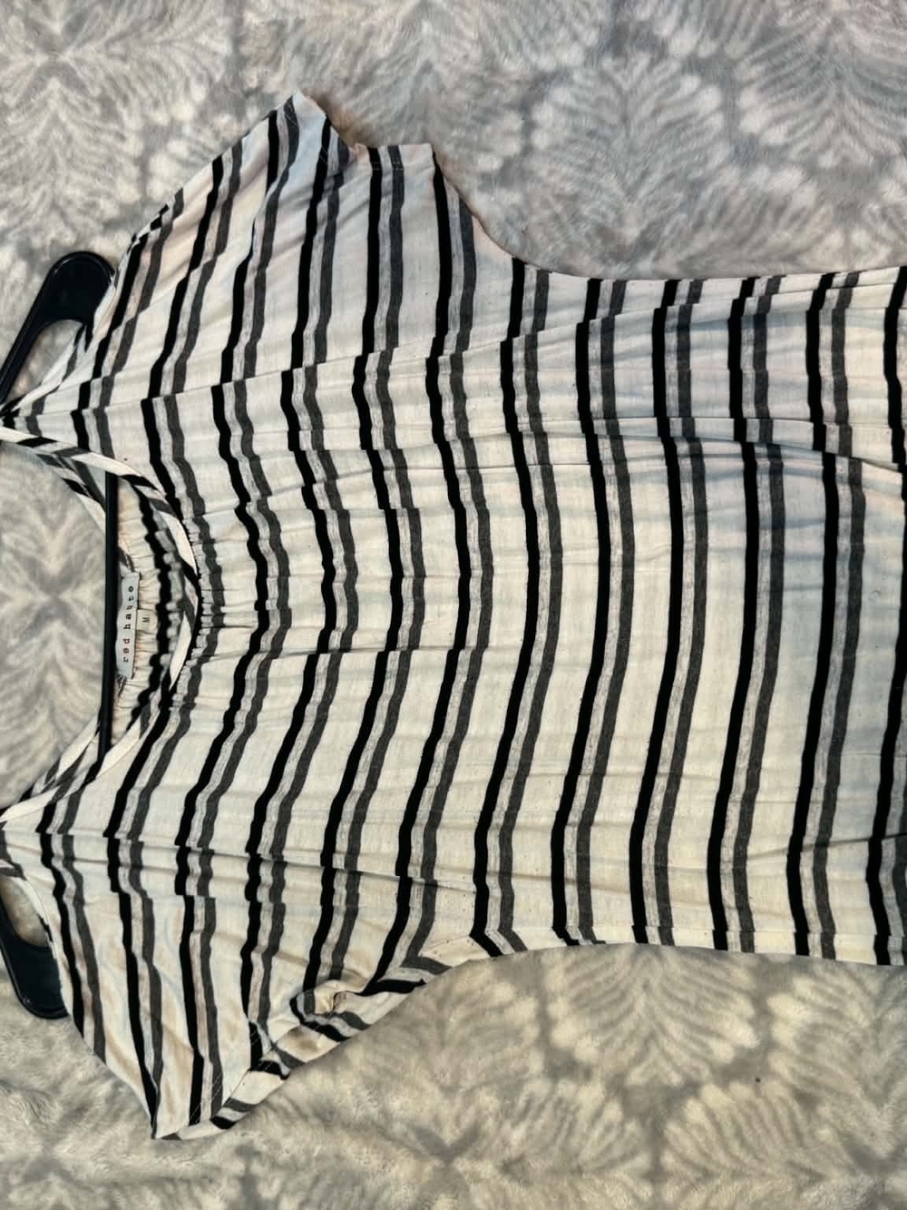 Red Haute Black and White Striped Short Sleeve Top